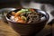 A spicy bowl of beef bulgogi bowl with tender strips of beef and crisp vegetables. 